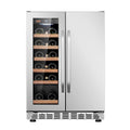 Lanbo 24 inch Dual Zone 18 Bottle Wine and 55 Can Beverage Cooler with French Door