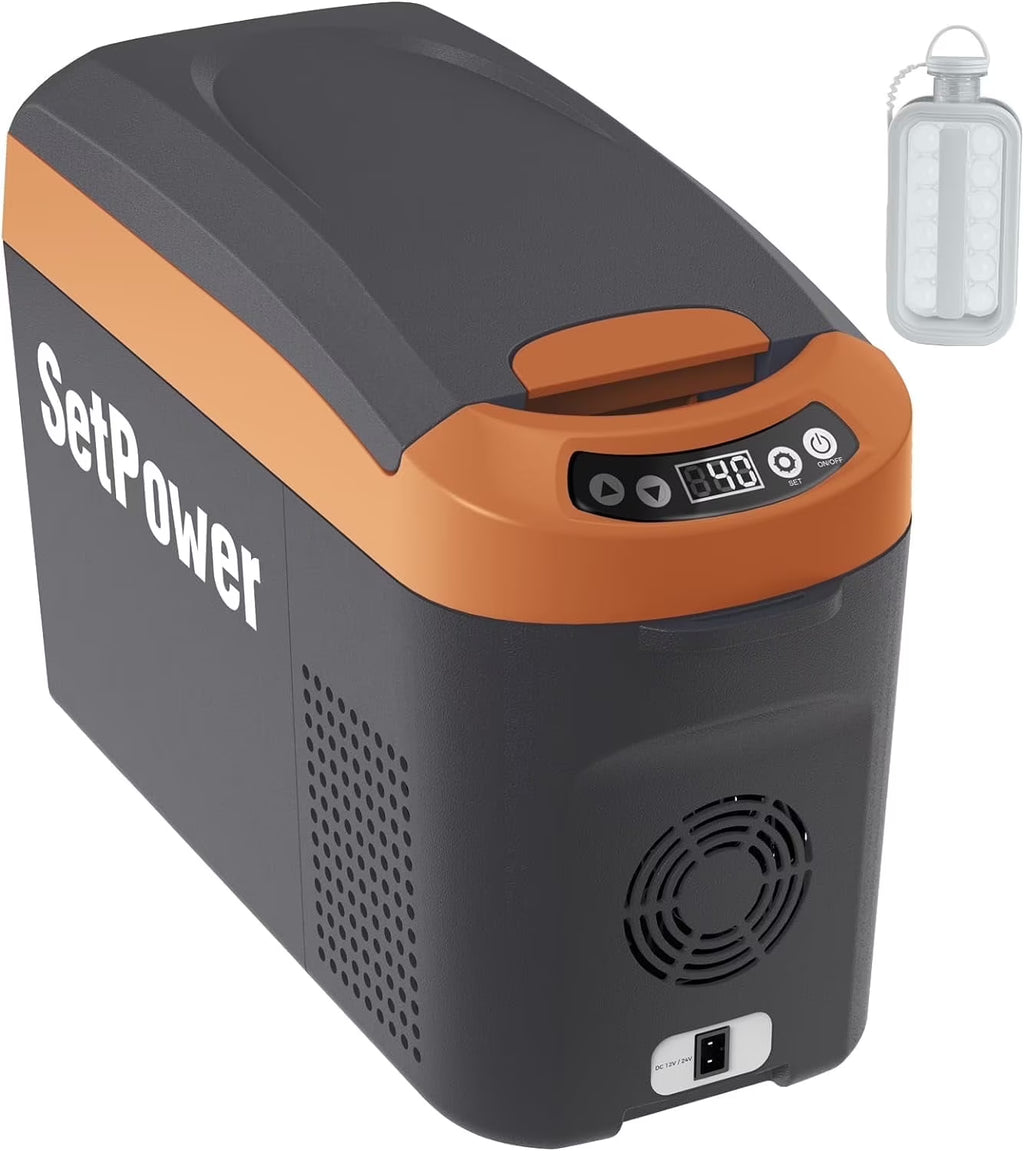 Setpower AB15 12 Volt Refrigerator,16 Quart(15L) Electric Cooler,Portable Car Refrigerator RV Fridge,12v Cooler for Camping,Travel,RV,Vehicles,MPV,SUV,Van;3-Year Warranty (Blue)