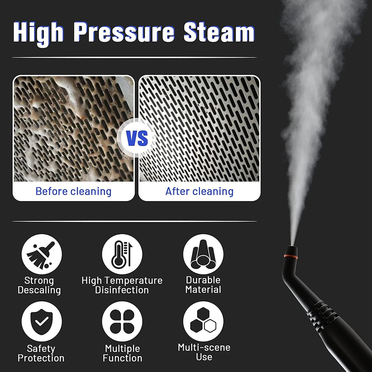 ARLIME Steam Cleaner, Heavy Duty Household Steamer w/ 19 Accessories, 1.5L Tank & 13ft Power Cord, Multipurpose Chemical-Free Household Steam Cleaner for Home, Carpet, Upholstery, Cars, Floors, Blue