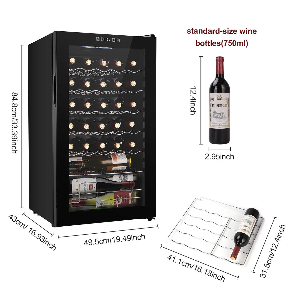 Ktaxon 18 Bottle Compressor Wine Cooler Freestanding Wine Fridge, Fast Cooling, Low Noise