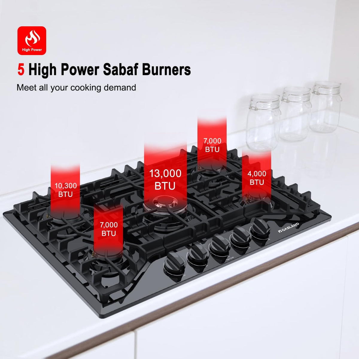 Gasland Chef  30" 5 Burners 30" Gas Cooktop, Stovetop, NG/LPG,Stainless Steel, Auto Ignition