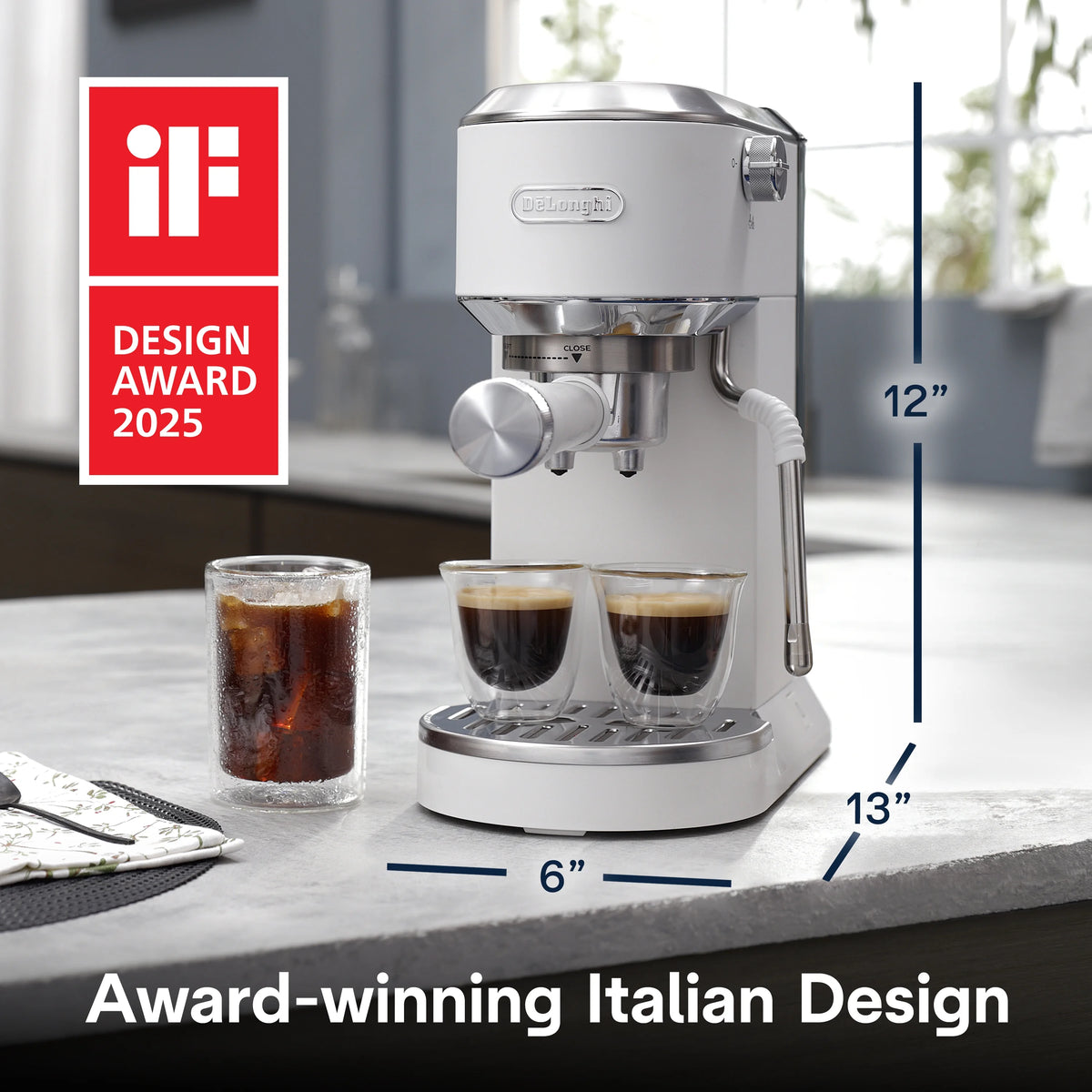 De’Longhi Dedica Duo Espresso Machine, Compact Size with Built in Frother for Latte Art, Brew Espresso, Cold Brew, Lattes & More, Stainless Steel