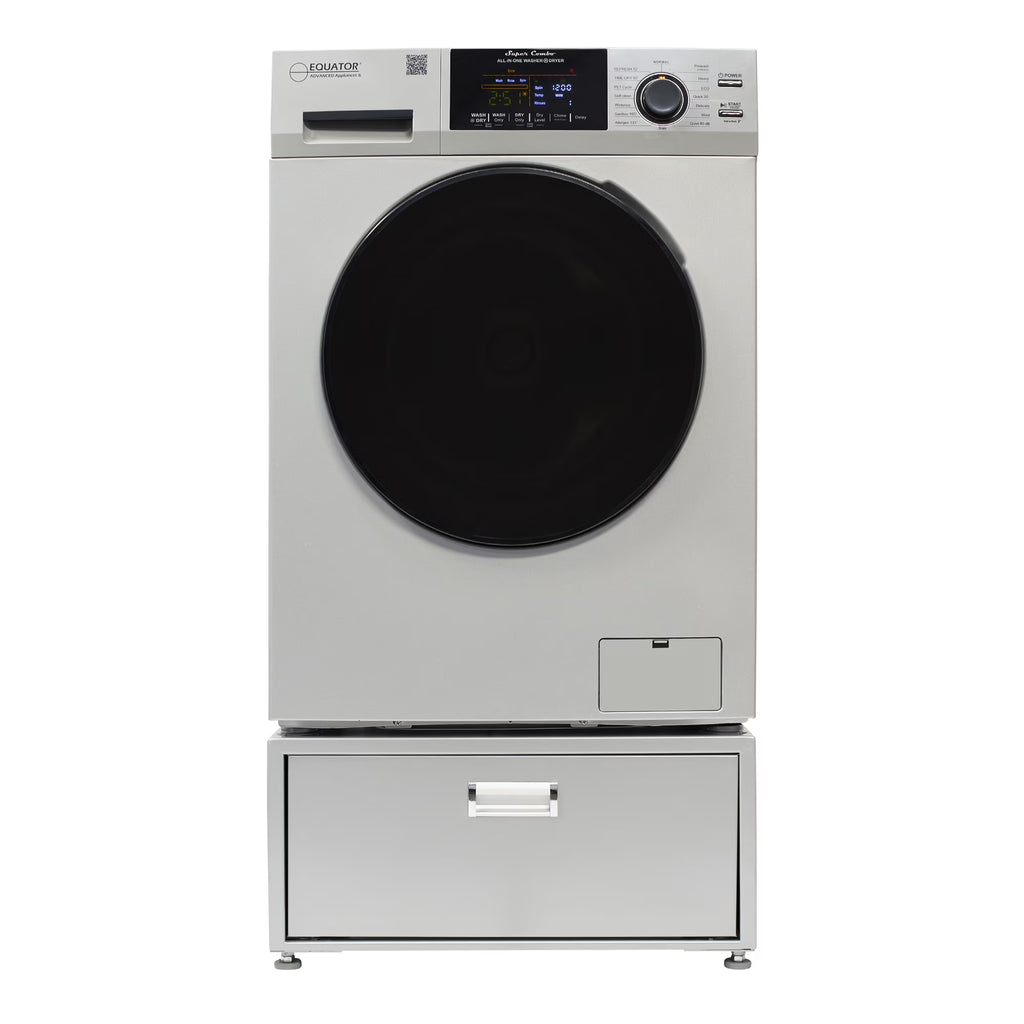 Equator All-in-One Washer Dryer VENTED-DRY 30% FASTER than Condense 15lb 110V with pedestal, Adjustable legs and Sanitize Cycle