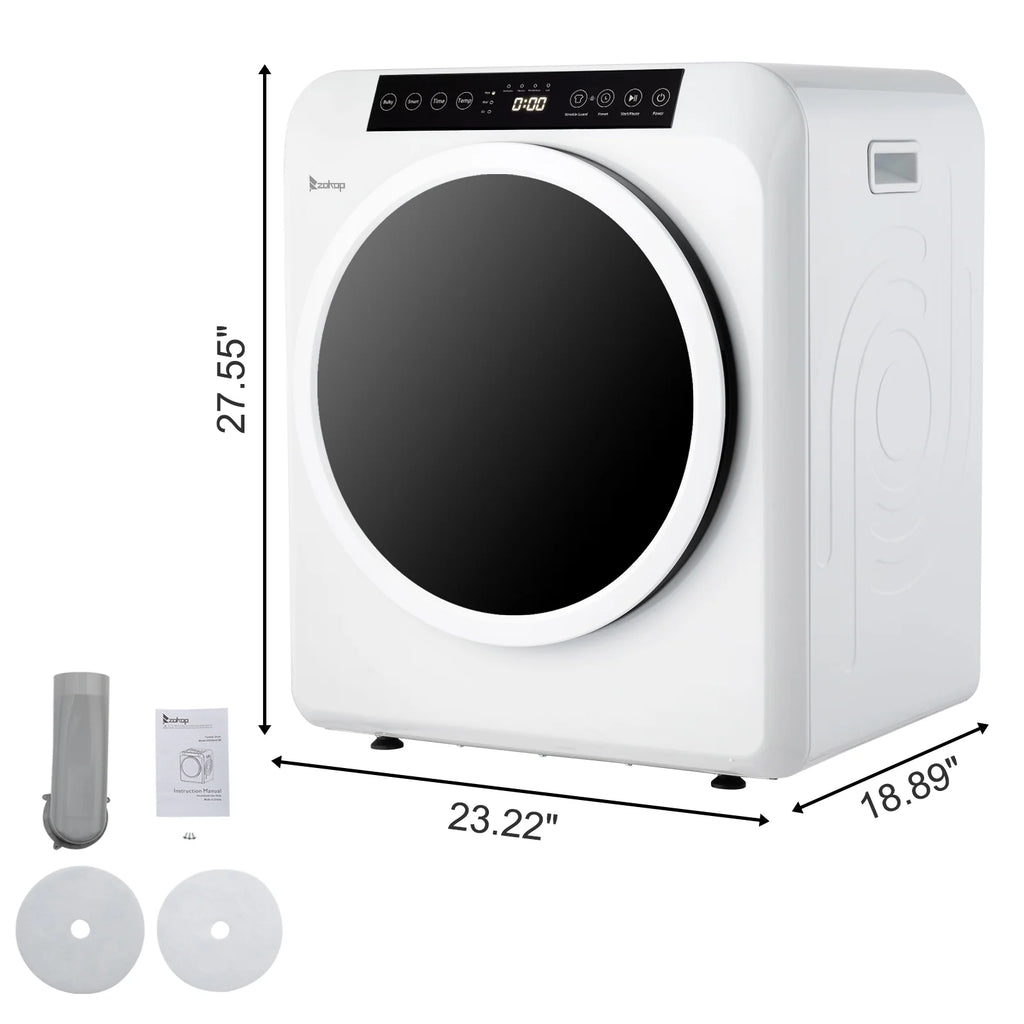 BAYUELSWU 3.5 Cu.Ft Portable Clothes Dryer, 1300W Clothes Dryer with Stainless Steel Tub, Front Load Tumble Laundry Dryer with LCD Touch Panel, 110V Portable Dryer for Laundry, Apartments, Dorms
