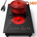iMeshbean 12inch Electric Ceramic Cooktop 220V 3000W Electric Induction Cooktop 2 Burners Stove Top Built-In/Integrated Touch Control