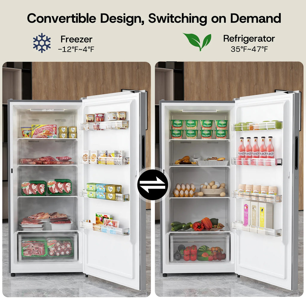 Upstreman 14 Cu. Ft. Convertible Upright Freezer, Upright Convertible Freezer Fridge Stand Up Freezer with Smart Electronic Control, Frost Free, Energy Star