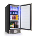 Barara King Compact Refrigerator with Adjustable Thermostat and Stainless Steel Door-Silver