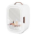 Dimmable LED Light Mirror Fridge - 20L Makeup Mini Fridge For Cosmetics, Skin Care, And Food - White