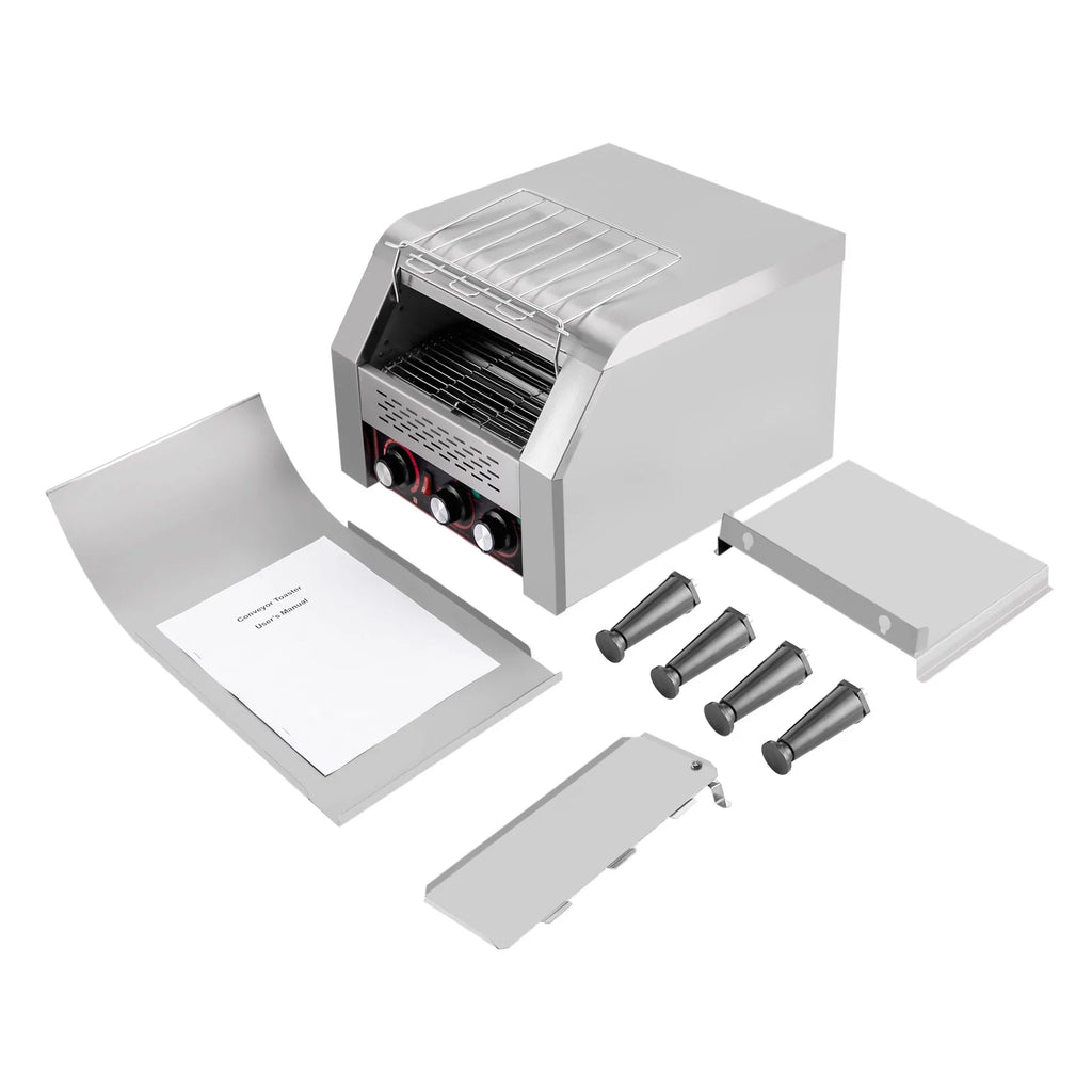 Miumaeov 300 Slices/Hour Commercial Conveyor Toaster, 2200W Stainless Steel Heavy-Duty Industrial Toasters with Double Heating Tubes, Countertop Electric Restaurant Equipment