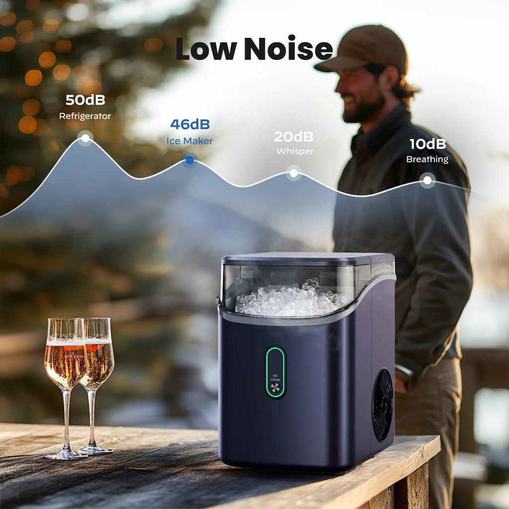 Philergo Nugget Ice Maker Countertop, Pebble Ice Maker with Soft Chewable Ice, 35 lbs/24 Hrs for Home, Kitchen, RV, Camping, Silver