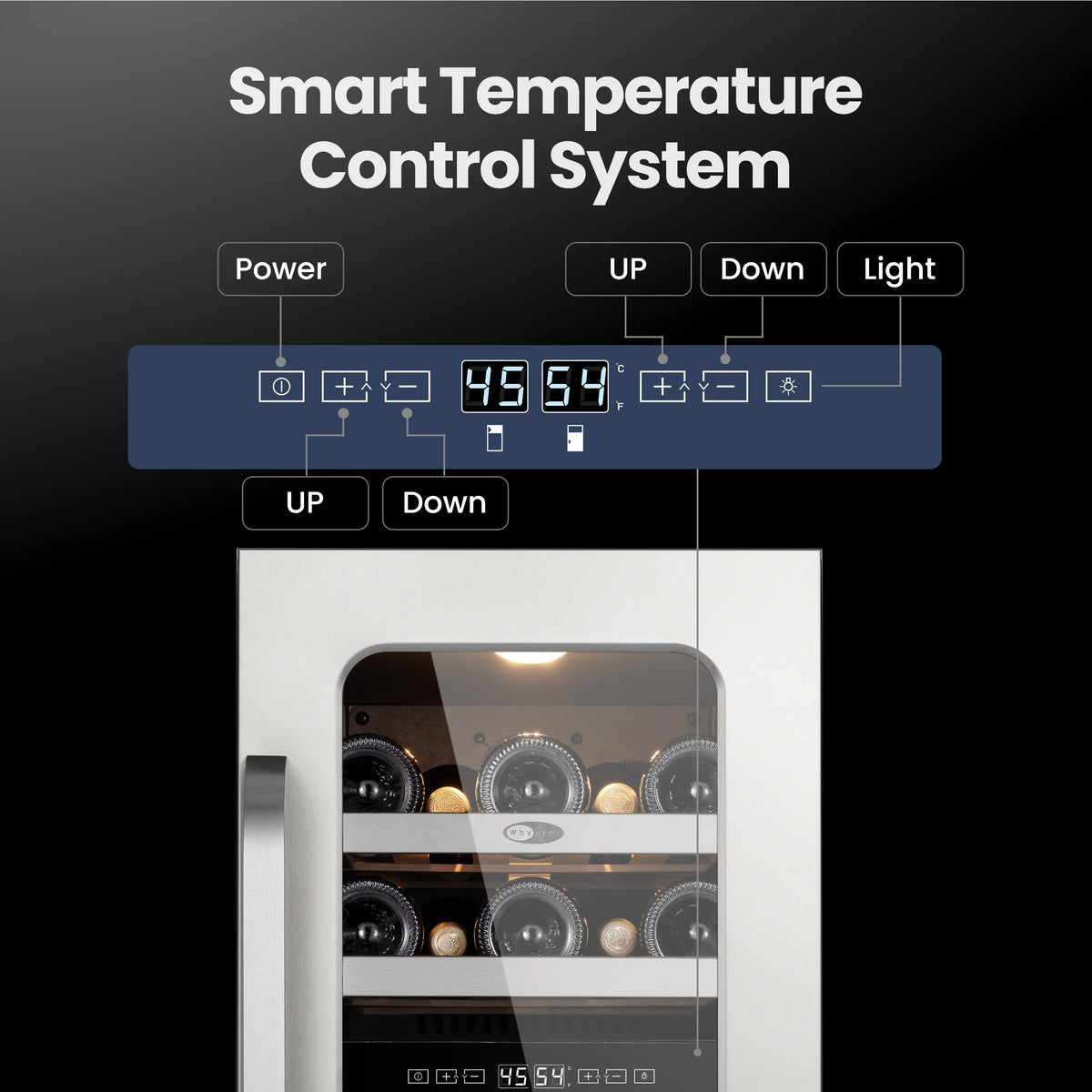 Whynter 24 inch Wine Cooler Refrigerator, 46 Bottle Wine Fridge, Freestanding & Built-in with Reversible Glass Door