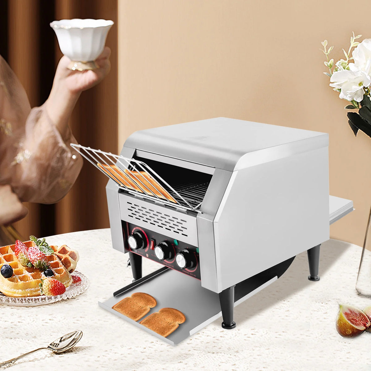 ChicHomey Electric Commercial Conveyor Toaster 300PCS H Tray Toasting Machine Restaurant