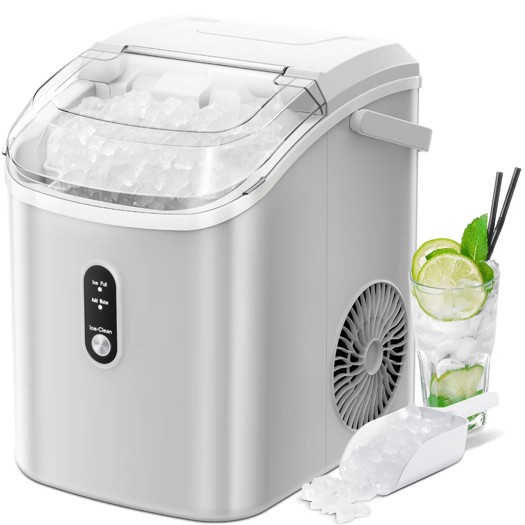 Electactic Nugget Ice Maker Countertop, 35lbs/24H, Self-Cleaning, Pebble Portable Ice Machine with Handle (White)