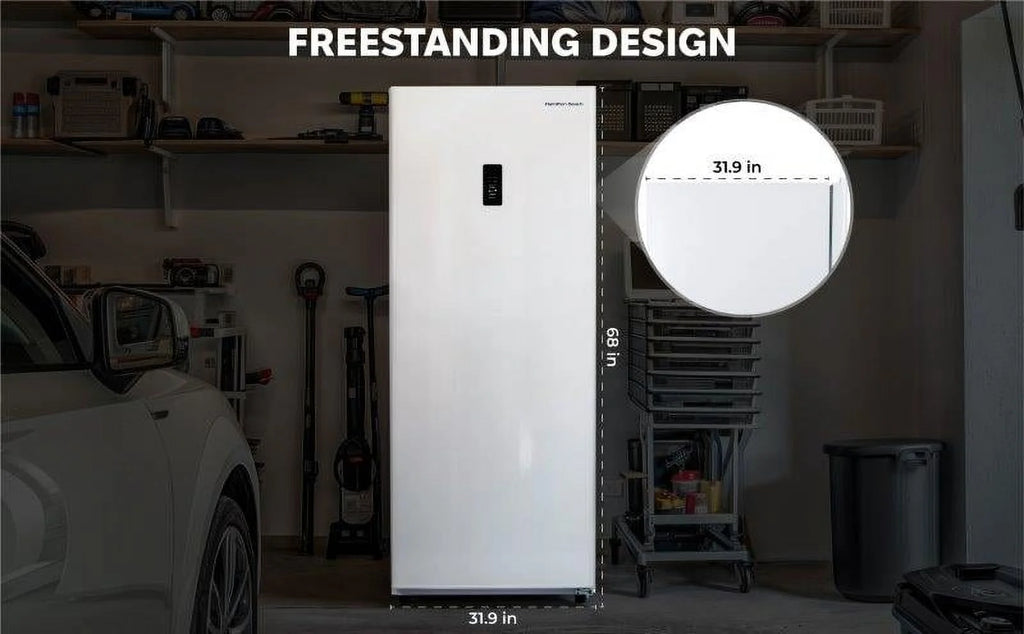 Hamilton Beach 17 cu. ft. Convertible Freezer Refrigerator, Upright Fridge Freezer with Electronic Temperature Control, Energy Efficient White Convertible Fridge - HBFRF1798, White