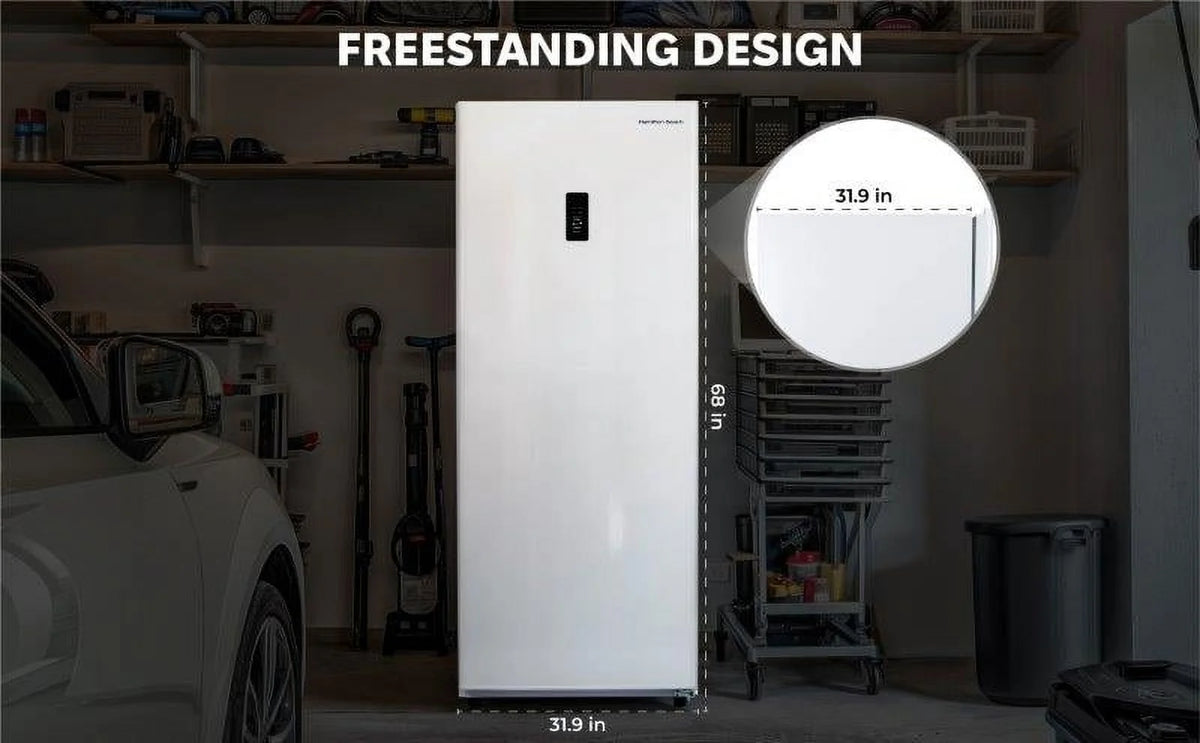 Hamilton Beach 17 cu. ft. Convertible Freezer Refrigerator, Upright Fridge Freezer with Electronic Temperature Control, Energy Efficient White Convertible Fridge - HBFRF1798, White