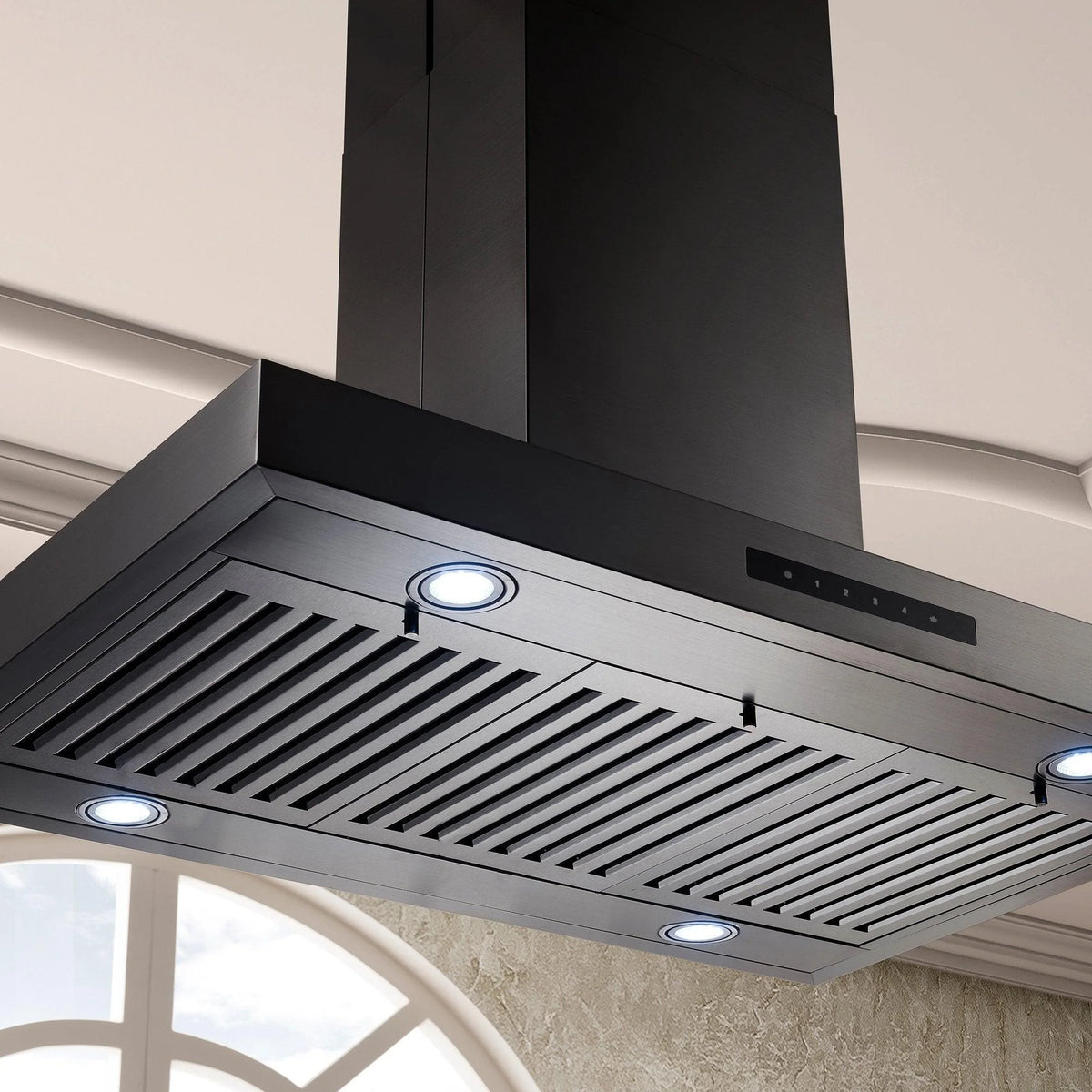 ZLINE 36 in. Island Mount Range Hood in Black Stainless Steel (BSKE2iN-36)