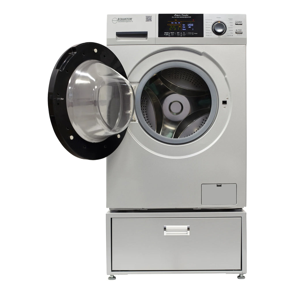 Equator All-in-One Washer Dryer VENTED-DRY 30% FASTER than Condense 15lb 110V with pedestal, Adjustable legs and Sanitize Cycle