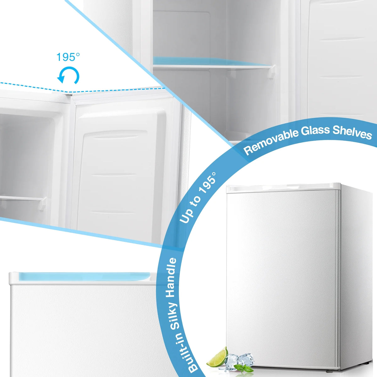 WAA 3.0 Cu.ft Small Freezer, Mini Upright Freezer with Adjustable Thermostat, Removable Shelves, Reversible Single Door, for Bedroom/Home/Dorms/Apartment, Silver