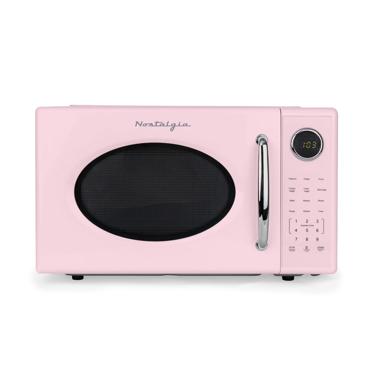 Nostalgia Retro Microwave Oven - 1.1 Cu Ft & 1000-Watt Countertop Size with Glass Turntable, Child Safety Lock, 8 Auto-Cook Programs & Digital Clock - Black