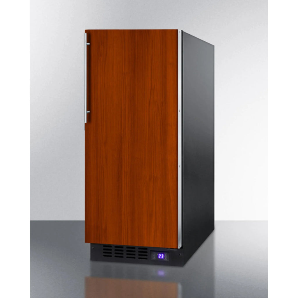 15" wide frost-free freezer for built-in or freestanding use, with integrated door frame to accept overlay panels