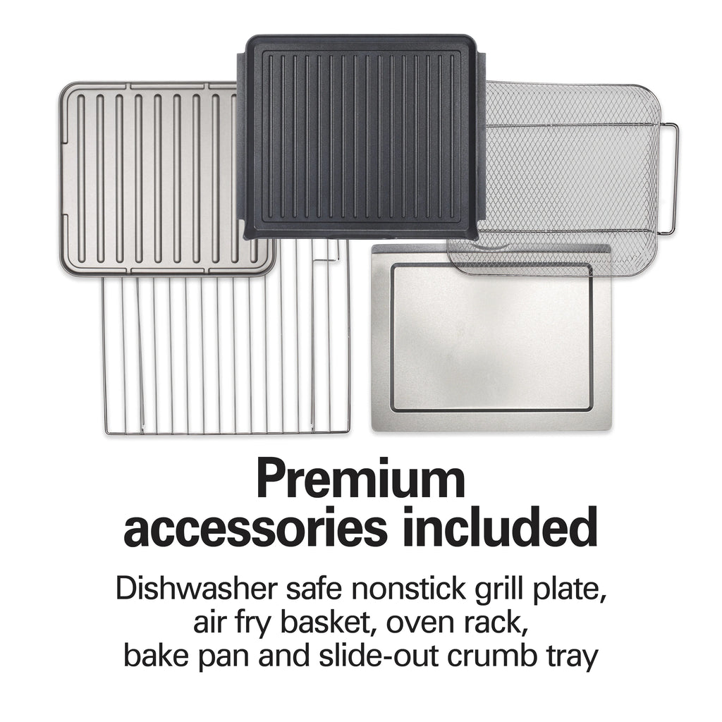 Hamilton Beach 6-in-1 Air Fryer Toaster Oven Combo & Electric Indoor Grill with Sure Crisp Technology, Stainless Steel