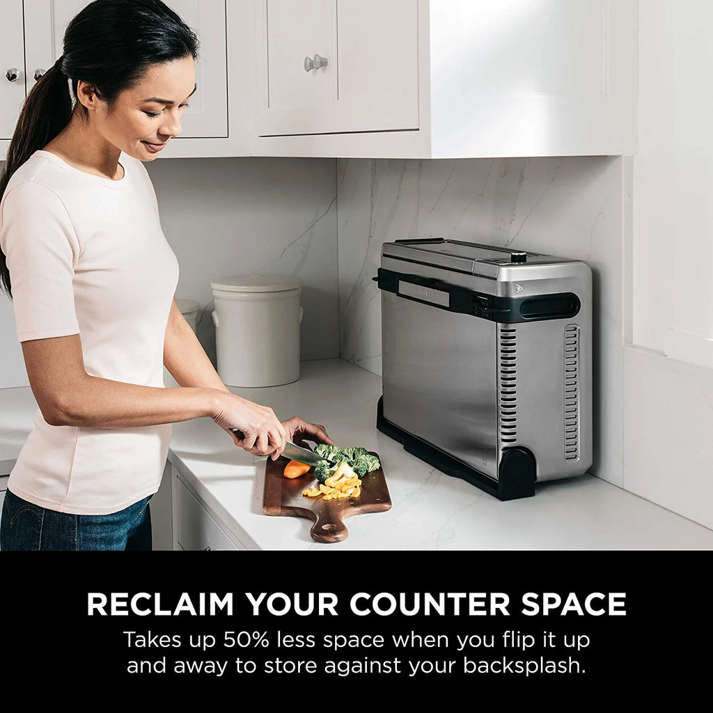Restored Ninja SP101 Foodi 8-in-1 Digital Air Fry, Large Toaster Oven, Flip-Away for Storage, Dehydrate, Keep Warm, 1800 Watts, XL Capacity, (Stainless Steel) (Refurbished)