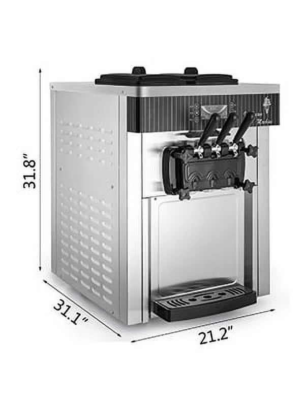 VEVOR Commercial Ice Cream Machine 20-28L/H Soft Serve with LED Display Auto Clean 3 Flavors 2200W,Silver