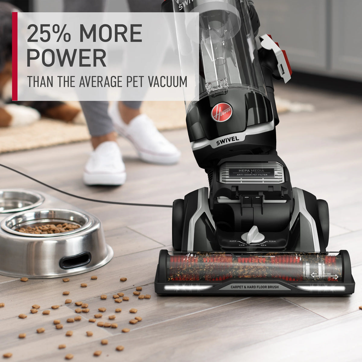 Hoover MAXLife Bagless Upright Vacuum Cleaner,  Power Drive Swivel XL, Pet Friendly, Powerful Suction, HEPA Filter, UH75210, Black and Grey