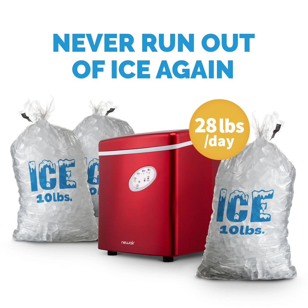 Newair 28 lb. Portable Bullet Ice Maker in Red