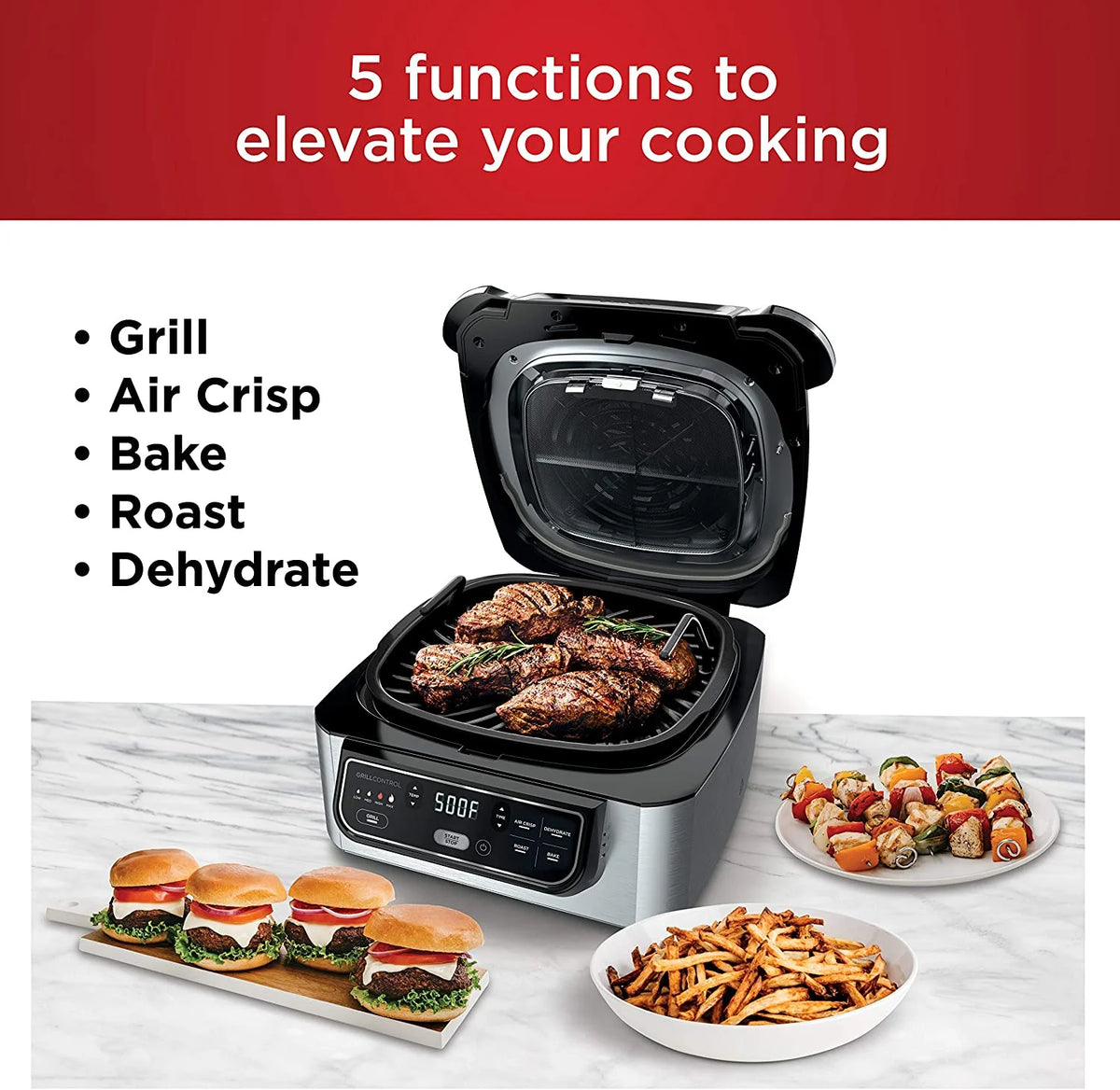 Ninja AG301 Foodi 5-in-1 Indoor Grill with 4-Quart Air Fryer