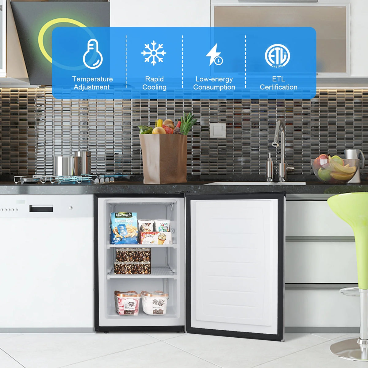 Giantex Compact Upright Freezer, Mechanical Control Freezer w/7 Grade Adjustable Thermostat