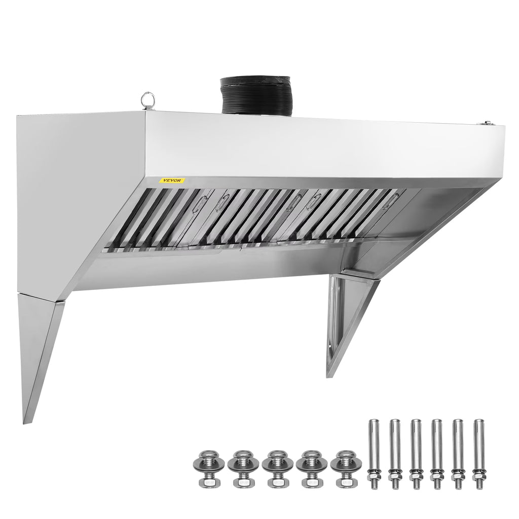 BENTISM Commercial Exhaust Hood 8ft Food Truck Hood Exhaust 201 Stainless Steel