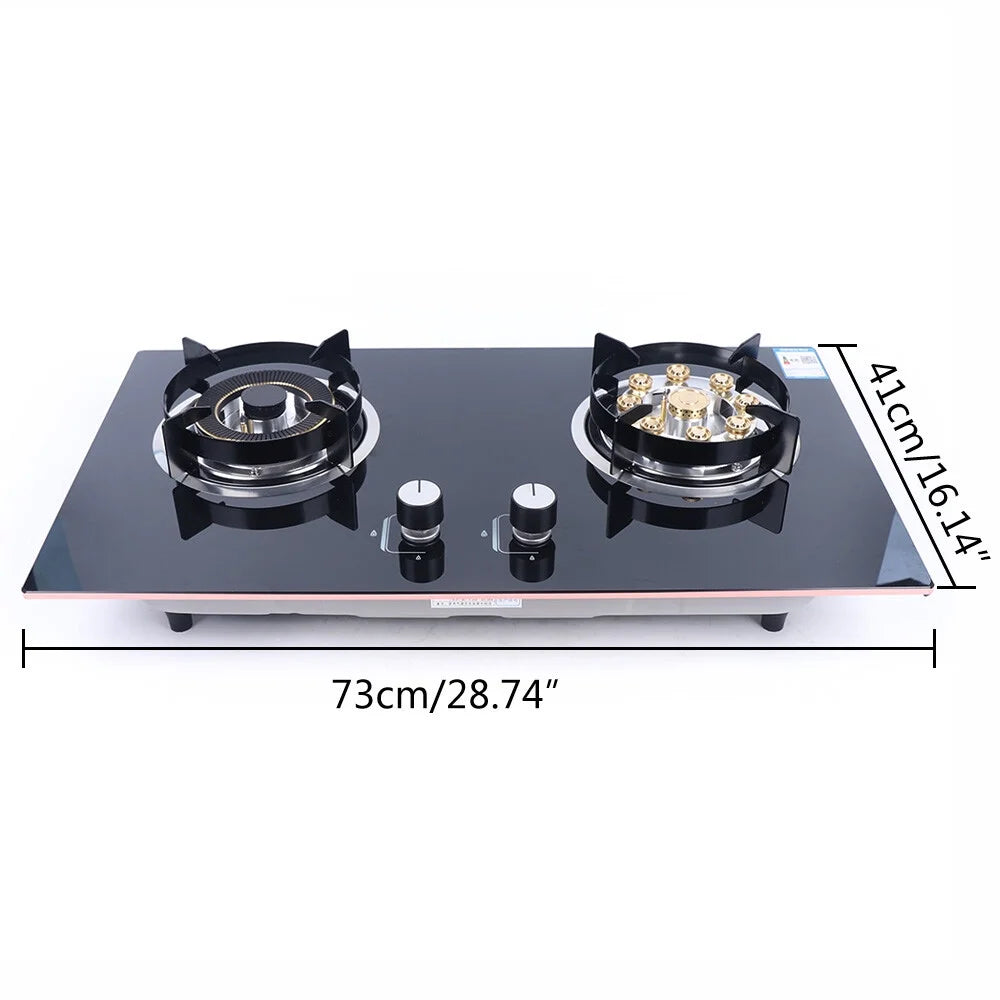 2-Burner Natural Gas Stove, Built-in Gas Cooktop Stove for Home Kitchen