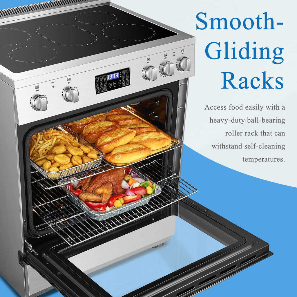 Lanbo 30 inch 5.9 CU.ft. Freestanding Electric Convection Range with Air Fry and Rotisserie, Electric cord or plug is not included