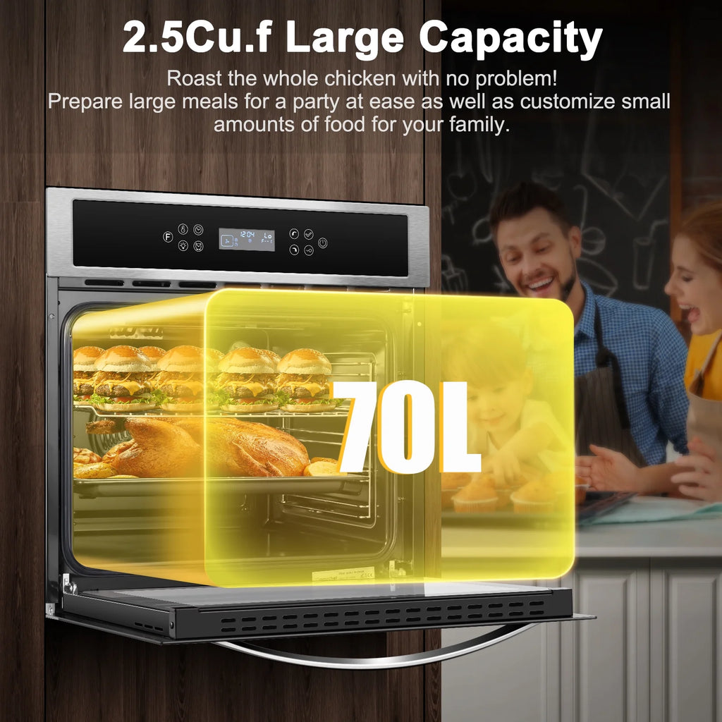AMZCHEF Single Wall Oven 24" Built-in Electric Ovens