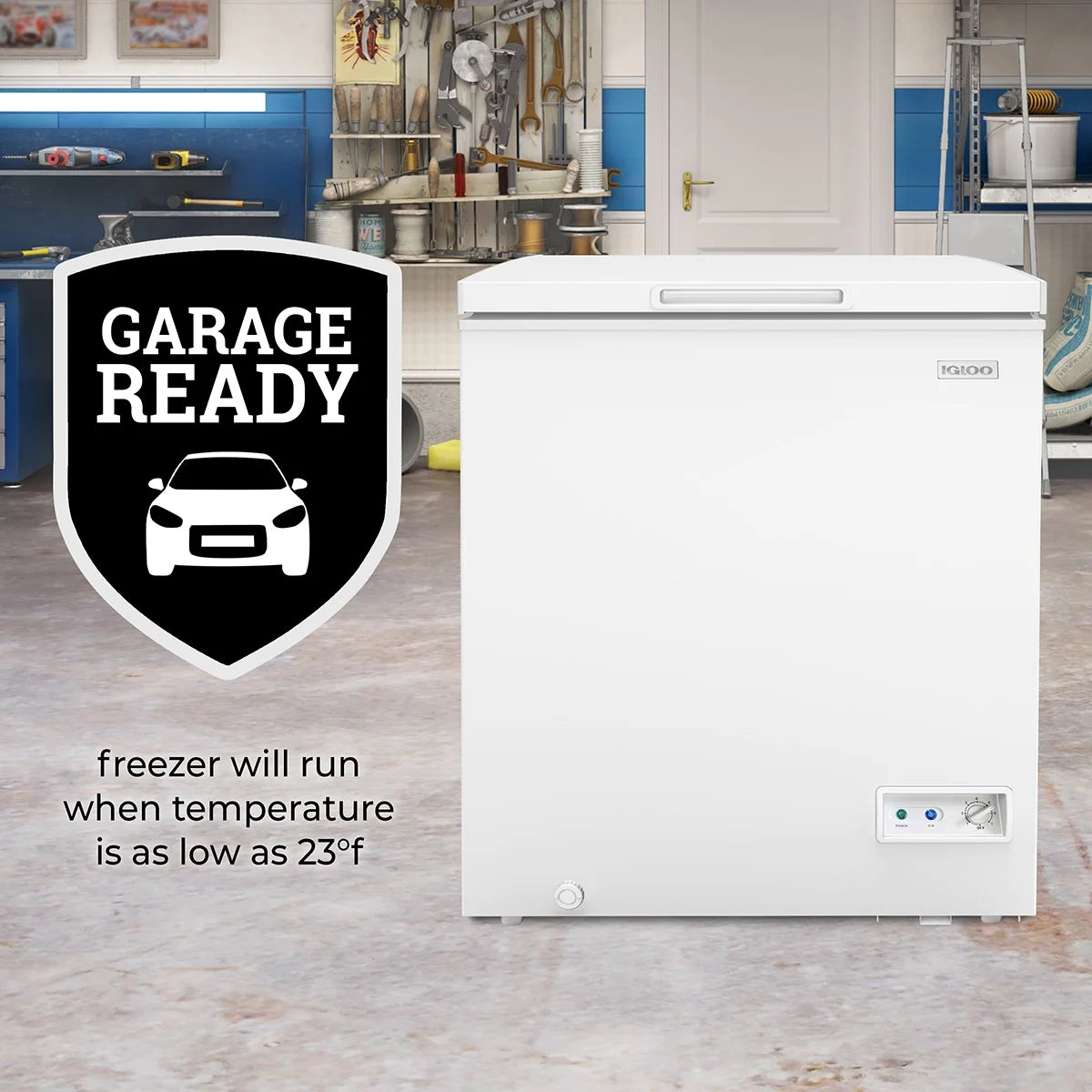 Igloo 5.0 Cu. Ft. Chest Freezer With Removable Basket, Free-Standing Door Temperature Ranges From-10?�� to 10?�� F, Front Defrost Water Drain, Perfect for Homes, Garages, Basements, RVs, White