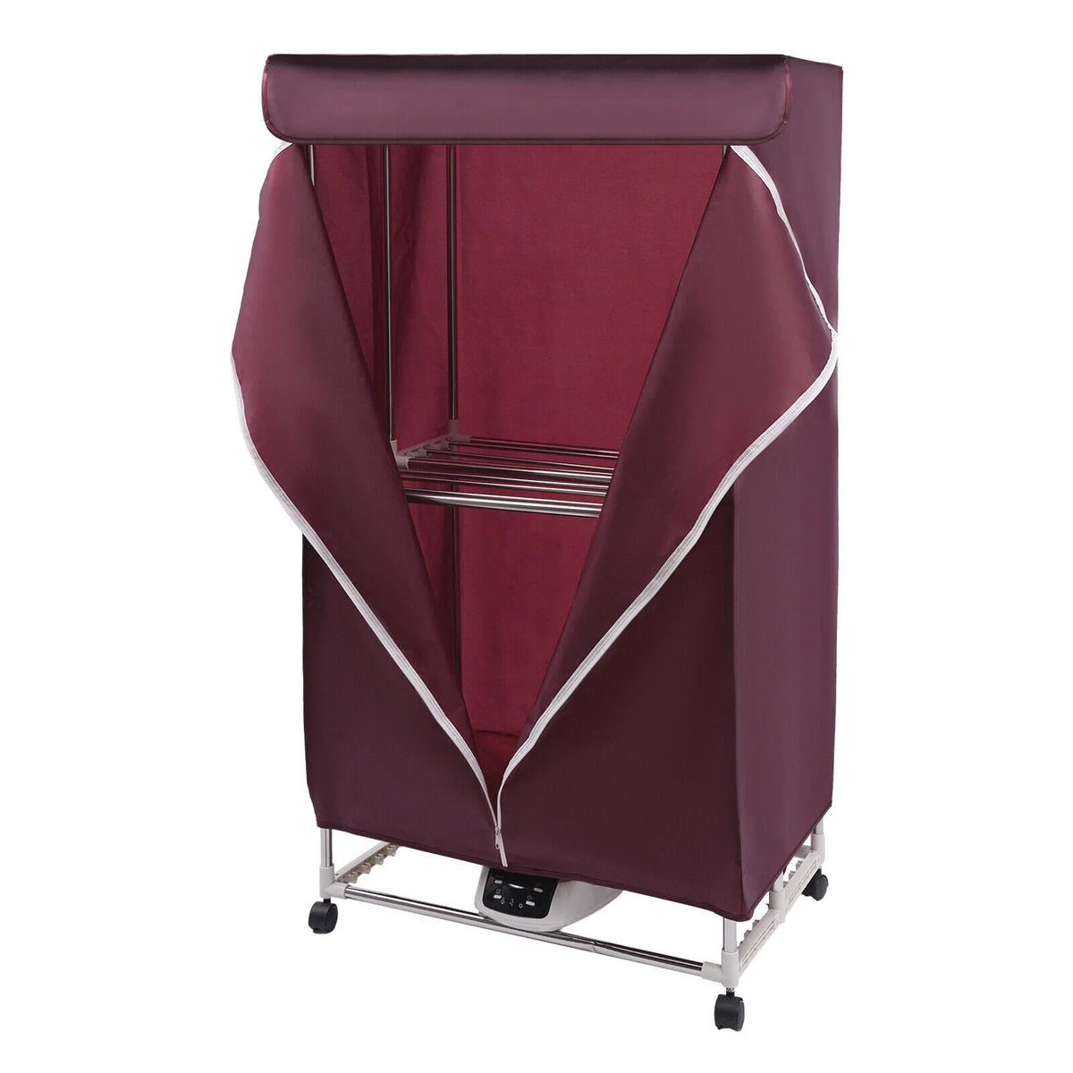 110V Wine Red Clothes Dryer Portable Travel Mini Dryer Machine 1200-1500W Electric Dryer For Homes, Apartments