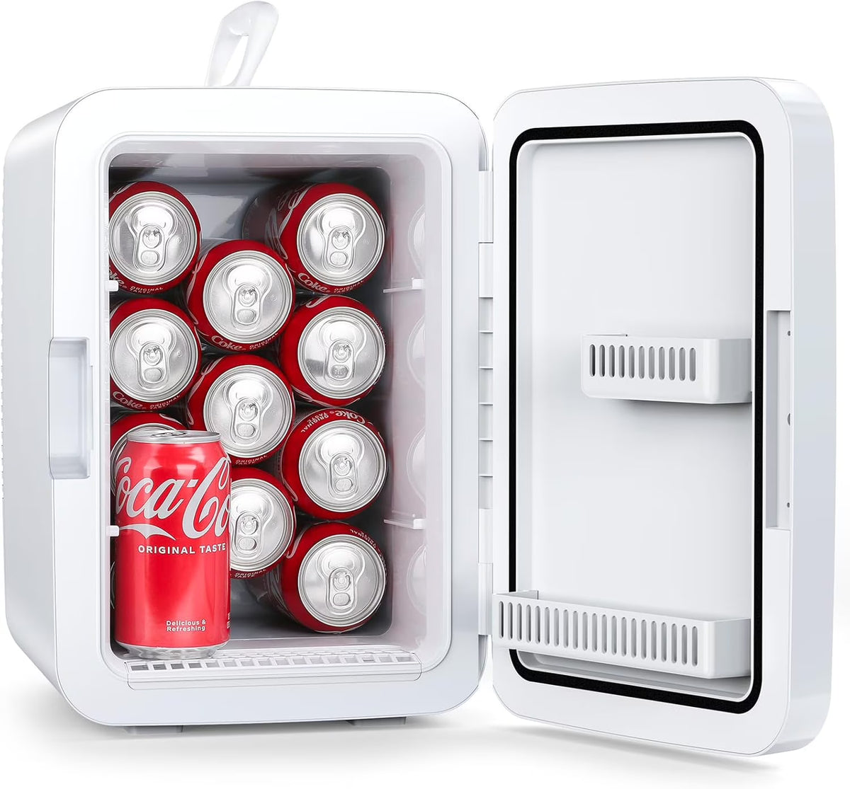 Compact Mini Fridge, 15 Can Portable Small Refrigerator with AC/DC Adapters, 10 Liter / 2.6 Gal Small Cosmetics Cooler