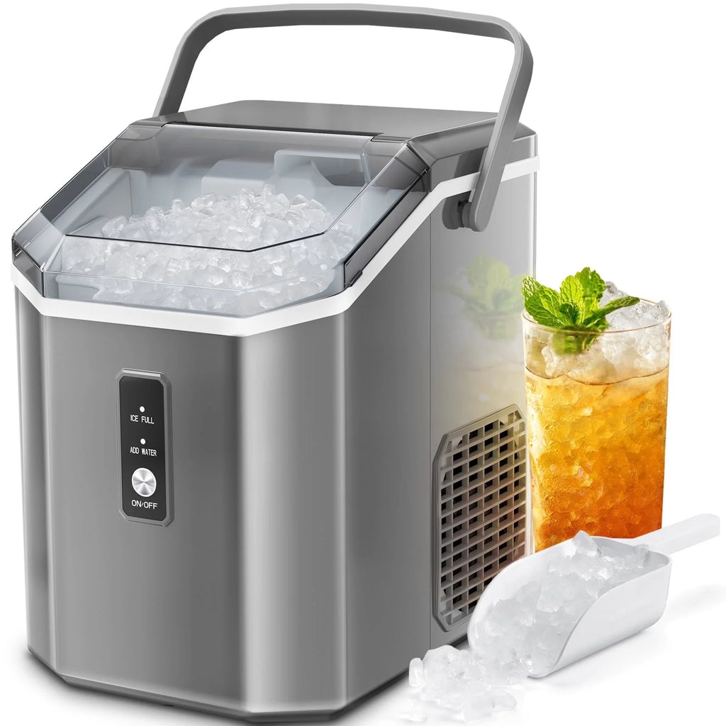 LHRIVER Countertop Nugget Ice Maker, 35Lbs/24H, Soft Chewable Ice, Ice Scoop, Self-Cleaning, White
