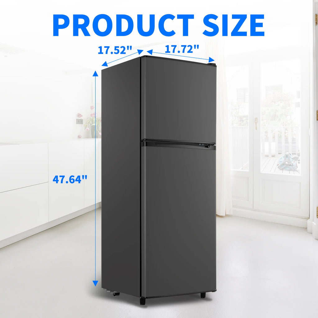 WANAI 2 Door with Freezer Mini Fridge,4.5 Cu.ft Compact Refrigerator,Mini Refrigerator for Kitchen Apartment and Office,Grey