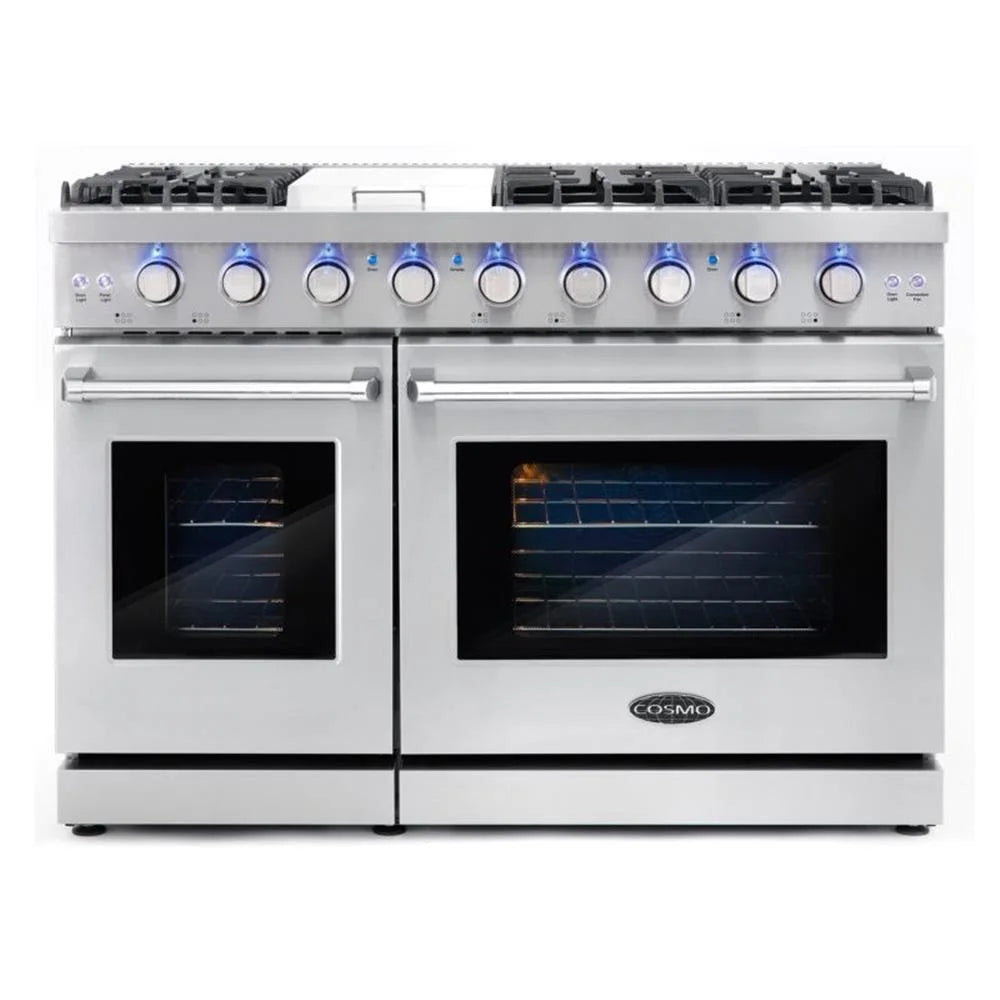 Cosmo 48 in. Range & Hood & Dishwasher & Wine Cooler & Fridge & Microwave Set