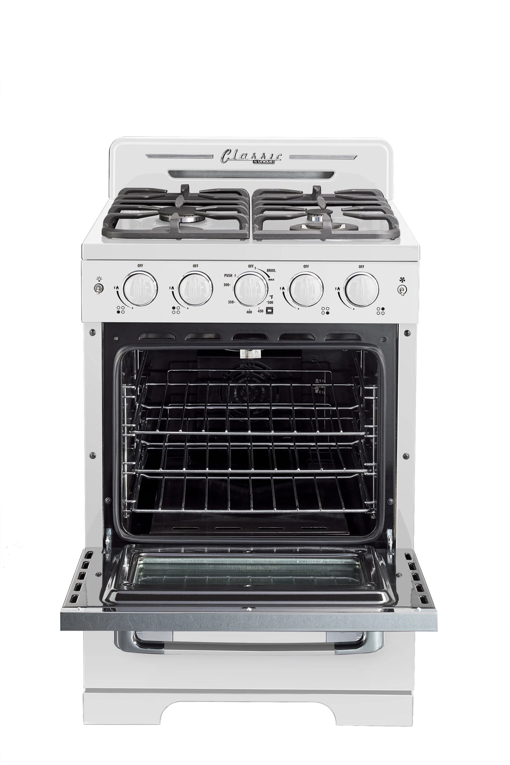 Unique Classic Retro 24" 2.9 cu/ft Freestanding Gas Range with Convection Oven and Sealed Burners