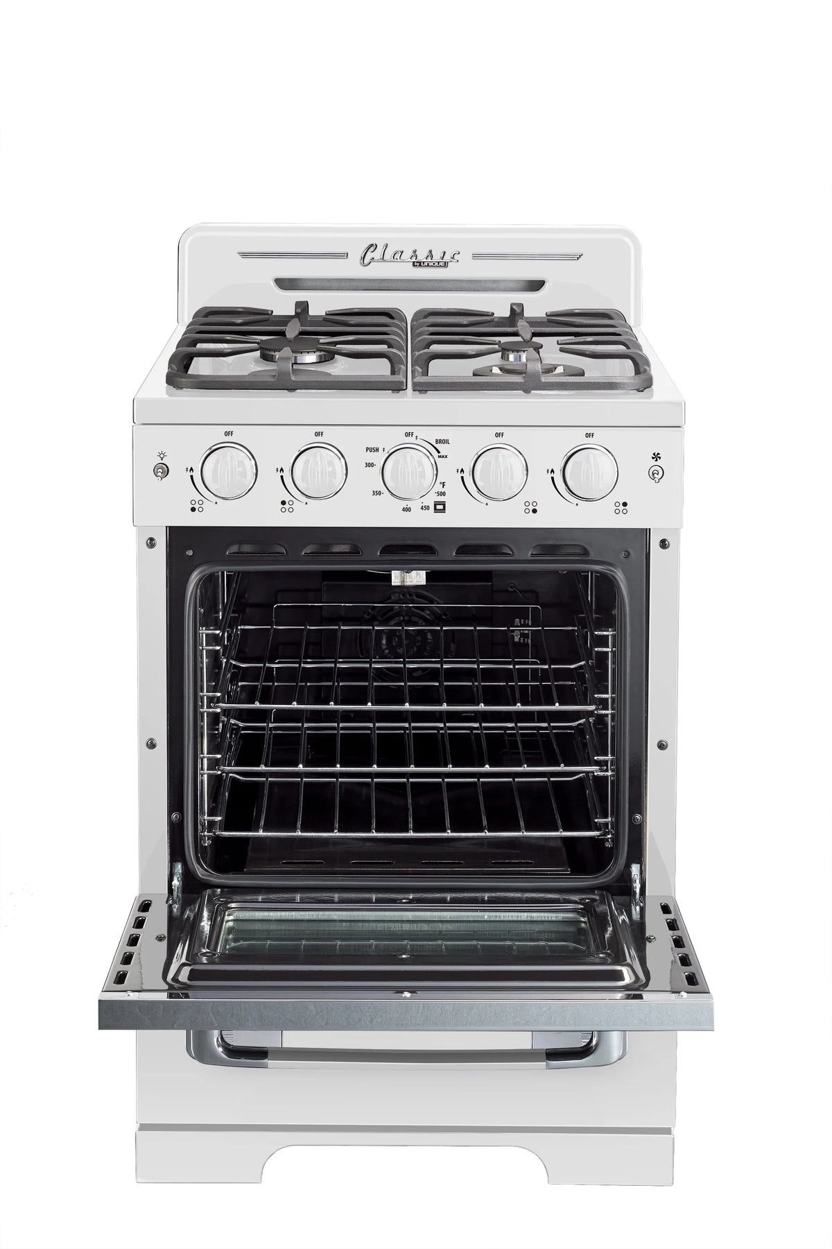 Unique Classic Retro 24" 2.9 cu/ft Freestanding Gas Range with Convection Oven and Sealed Burners
