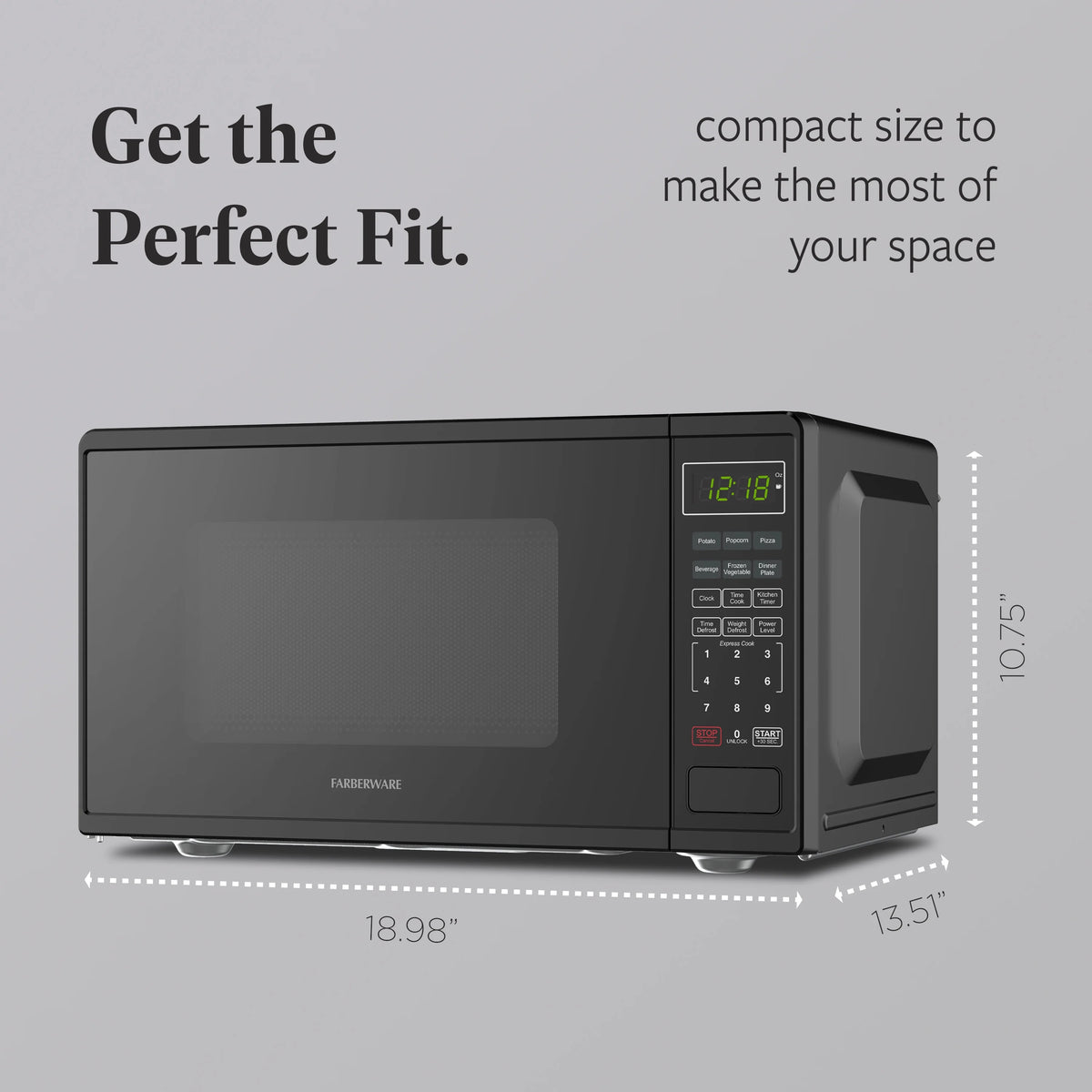Farberware Countertop Microwave Ov 1100 Watts, 2.2 cu ft - Smart Sensor With LED Lighting and Child Lock - Perfect for Apartments and Dorms - Easy Clean Black Interior, Stainless Steel