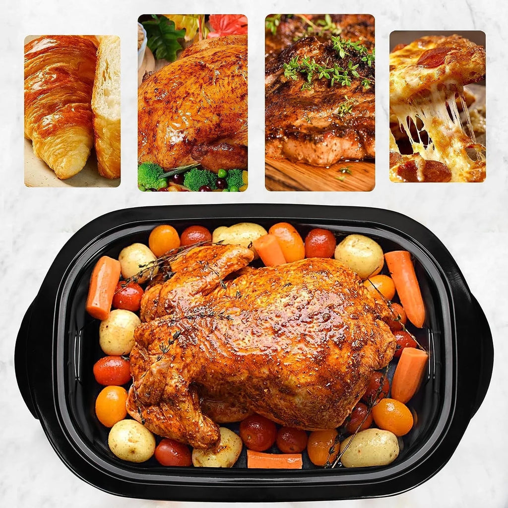Superjoe 26QT Electric Roaster Oven, Stainless Steel, Self-Basting Lid Removable Insert Pot, Black
