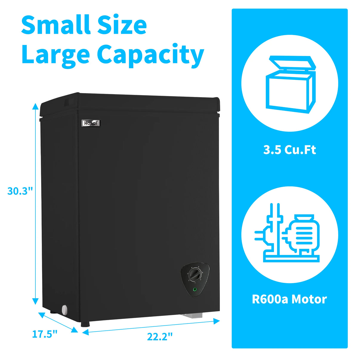 3.5 Cubic Chest Freezer, Compact Deep Freezer with Top Open Door and Removable Storage Basket, 7 Gears Temperature Control, Energy Saving, for Office Dorm or Apartment