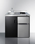 39" Wide All-In-One Kitchenette, stainless steel/black