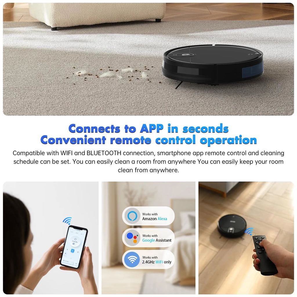 ROBOEVO Robot Vacuum Cleaner 2 in 1 Vacuum and Mop Combo 3500Pa, with Alexa/ Wifi Control