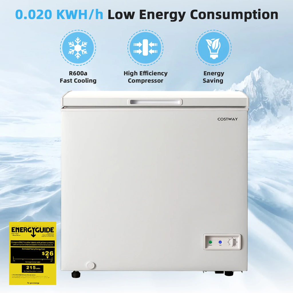 Costway 5 Cubic Feet Chest Freezer w/Removable Storage Basket Deep Freezer