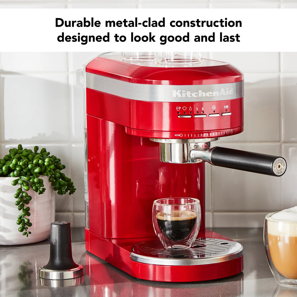 KitchenAid Metal Semi-Automatic Espresso Machine, Empire Red, KES6503